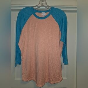 LuLaRoe Peach and Blue Top